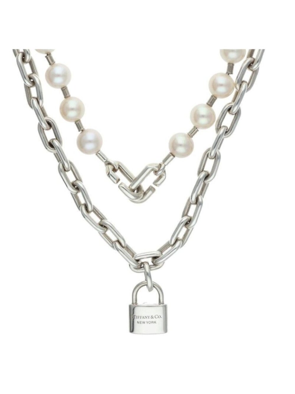 Tiffany & Co HardWear Pearl Lock Necklace